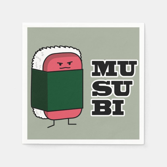 Happy Hawaiian Musubi Spam Sushi Nori seaweed Napkins (Front)
