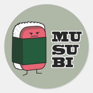 Happy Hawaiian Musubi Sushi Nori seaweed Classic Round Sticker