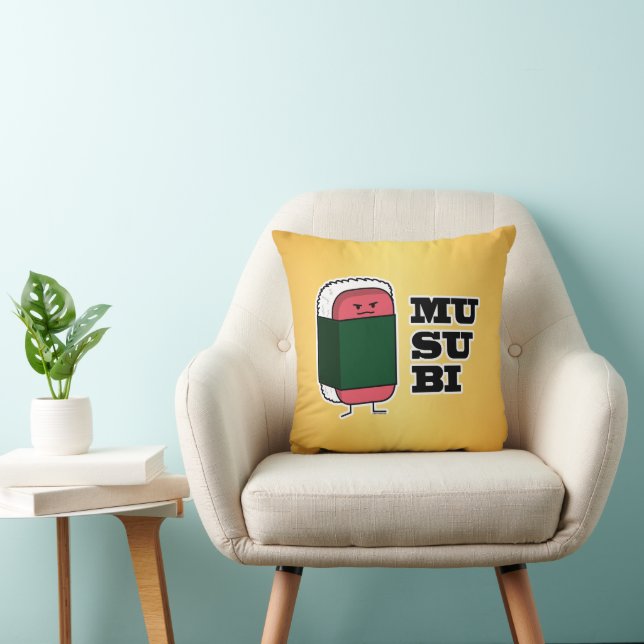 Happy Hawaiian Musubi Sushi Nori Throw Pillow (Chair)
