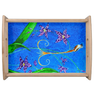 Happy Hawaiian Orchid Bird Serving Tray