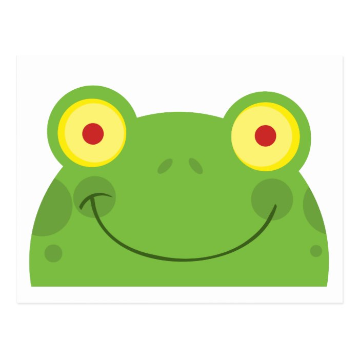 Happy Head Frog Cartoon Character Post Cards