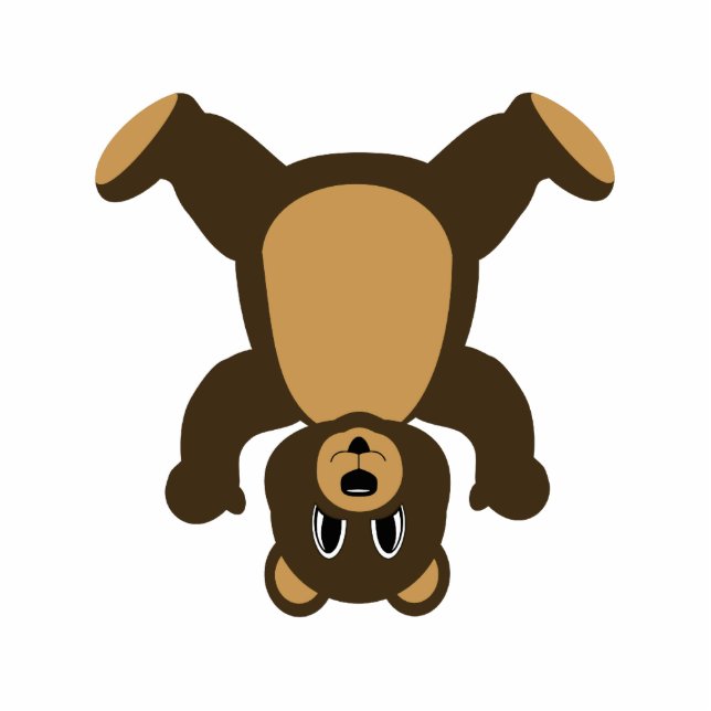Happy Headstand Brown Bear Statuette (Front)