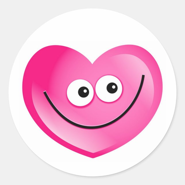Happy Heart Classic Round Sticker (Front)