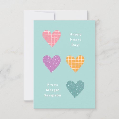 Happy Heart Day Pastel Hearts Classroom Valentine  Invitation