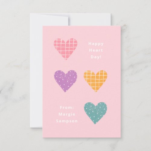 Happy Heart Day Pastel Hearts Classroom Valentine  Invitation