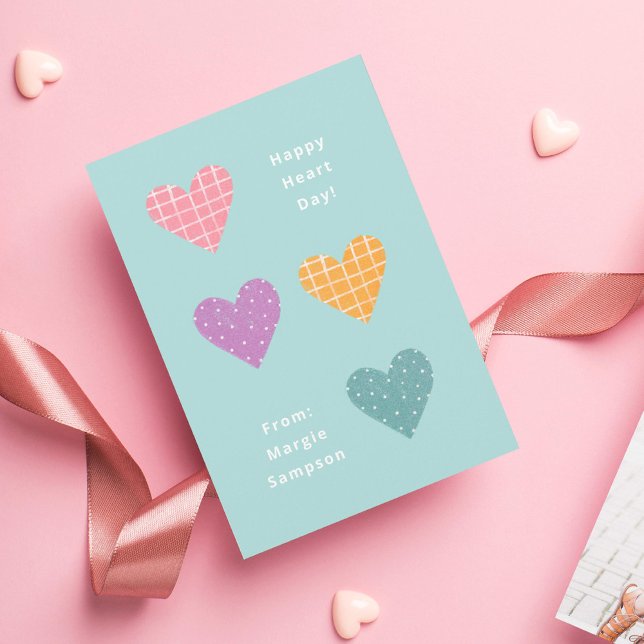 Happy Heart Day Pastel Hearts Classroom Valentine  Invitation (Creator Uploaded)