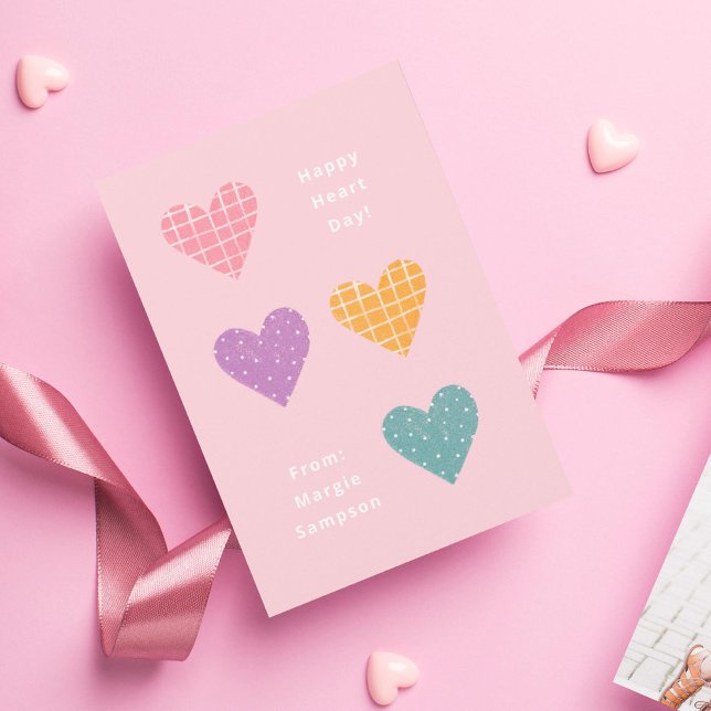 Happy Heart Day Pastel Hearts Classroom Valentine  Invitation (Creator Uploaded)