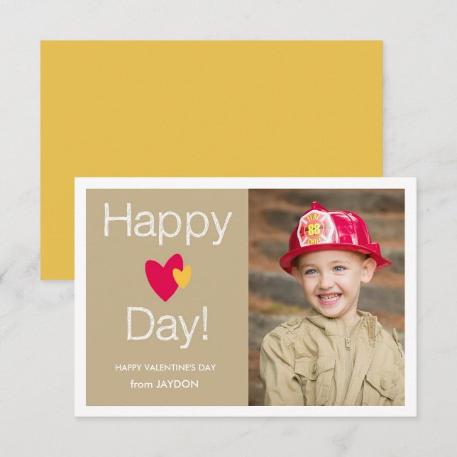 Happy Heart Day Valentine Photo Card (Front/Back)