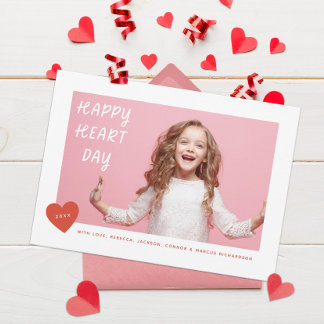 Happy Heart Day Valentine Photo Holiday Card