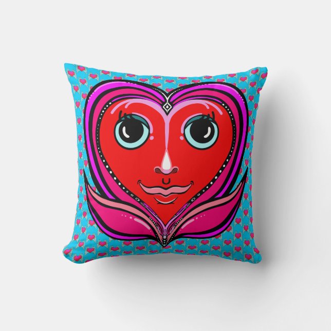 Happy Heart Designs Throw Pillow (Front)