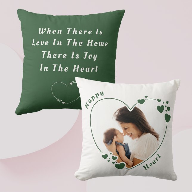 Happy Heart Green Photo Pillow (Creator Uploaded)