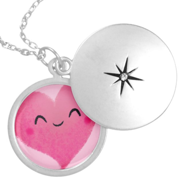 Happy Heart Locket Necklace (Front)