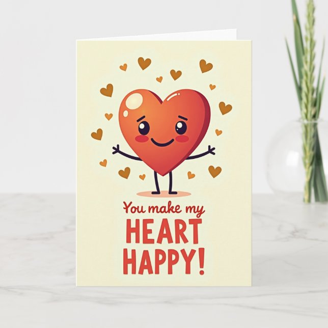 Happy Heart Pattern Love Card (Front)