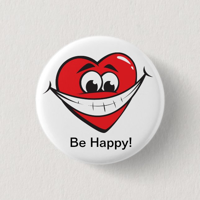Happy Heart Pinback Button (Front)