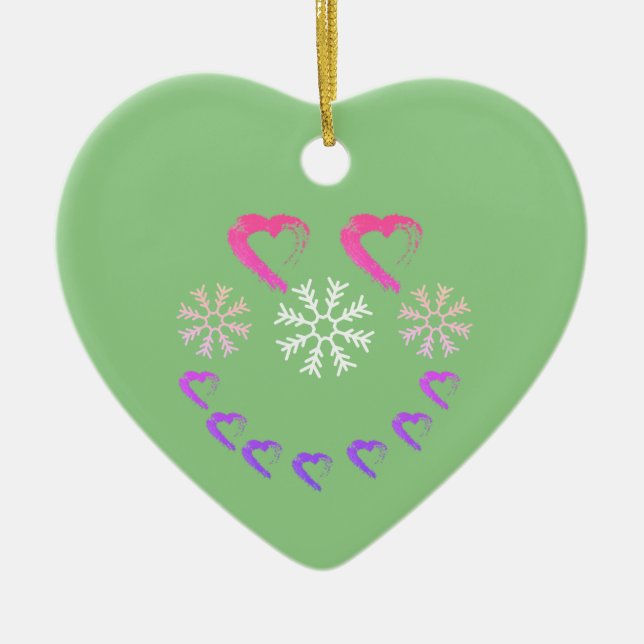 Happy Heart Snowflake Ornament  (Front)