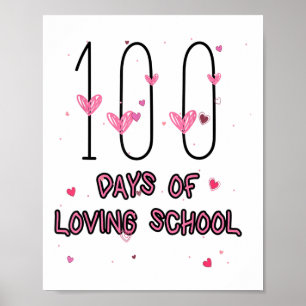 Happy Heart Teacher Valentine Cute 100 Days Of Lov Poster