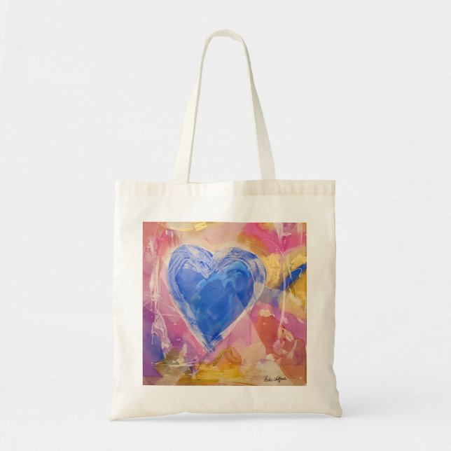 Happy Heart Tote Bag with art by Pedie Wolfond (Front)