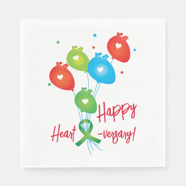 Happy Heart-versary Balloons Napkins (Front)