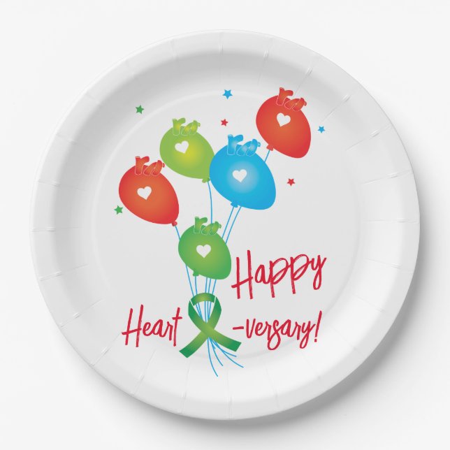 Happy Heart-versary Balloons Paper Plates (Front)