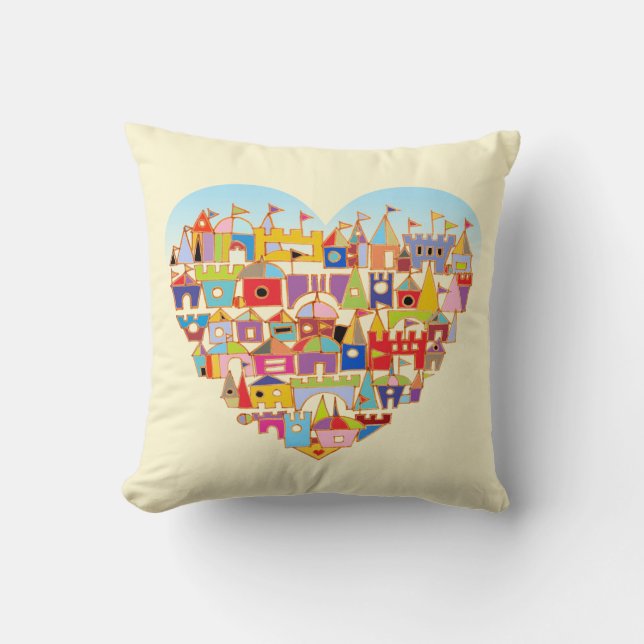 Happy Heart Village Throw Pillow (Front)