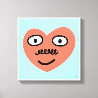 Happy Heart - With Mustache (1 of 4) Canvas Print