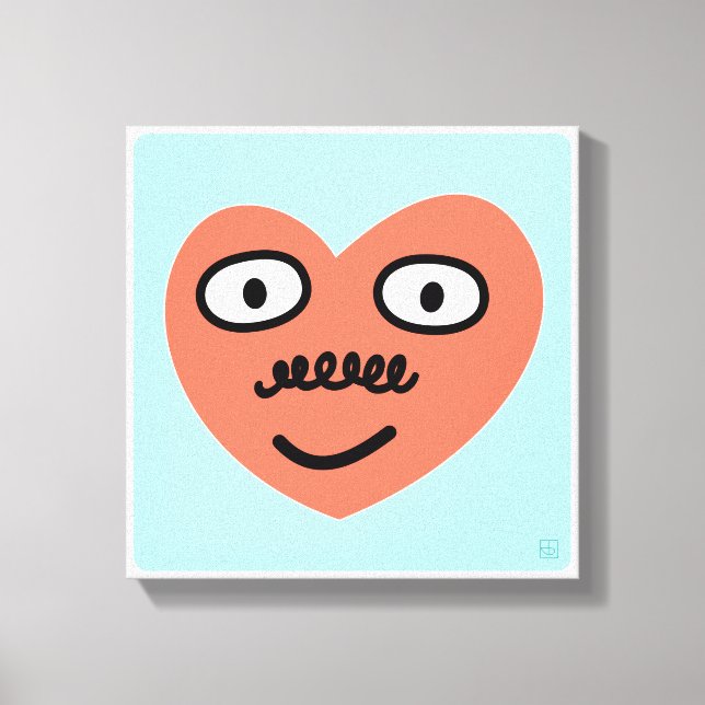 Happy Heart - With Mustache (1 of 4) Canvas Print (Front)