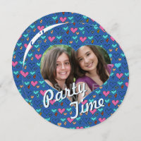 Happy Hearts 13th Twin Birthday Party Invitations