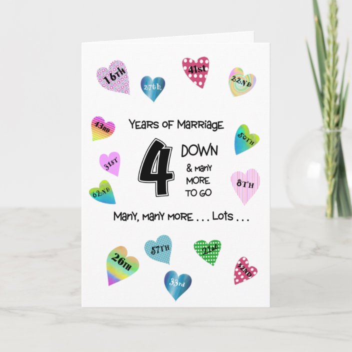 Happy Hearts 4th Anniversary Card Zazzle Com