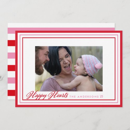 Happy Hearts Border Valentines Day Photo Card