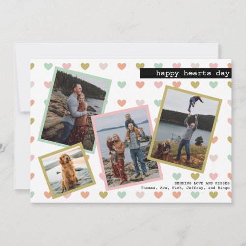 Happy Hearts Day Photo Collage Custom Message   Holiday Card