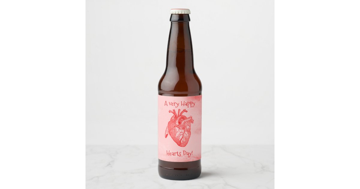 Happy Hearts Day Valentine Beer Bottle Label | Zazzle