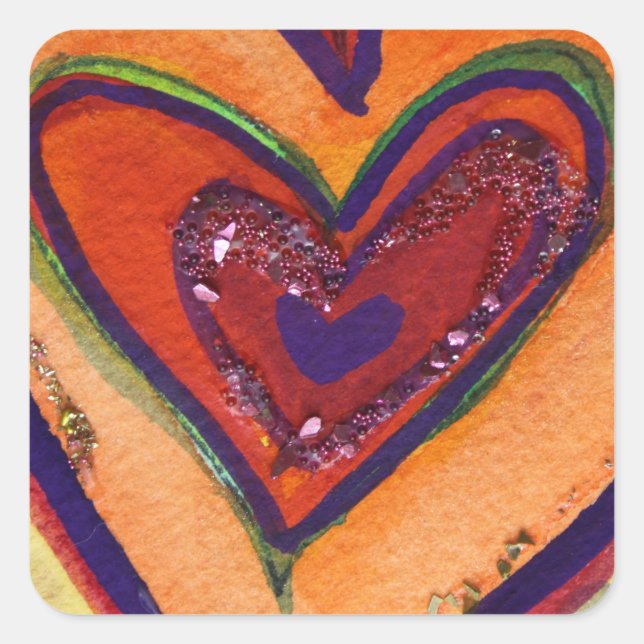 Happy Hearts Glitter Love Labels Art Stickers (Front)