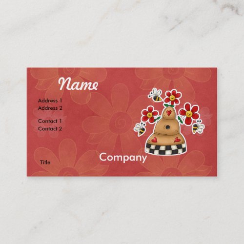 Happy Hearts N Flowers Bee Hive Business Card Template