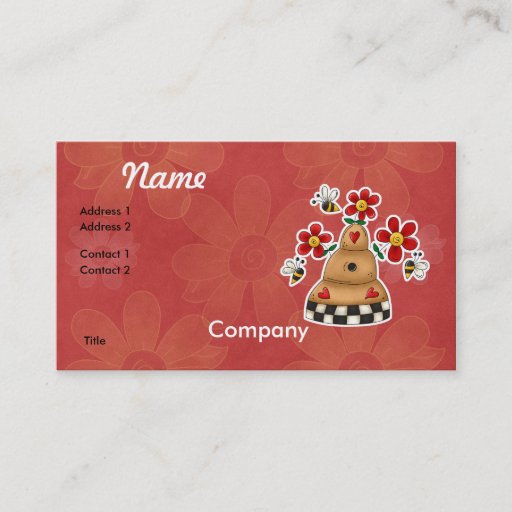 Customizable Happy Hearts N Flowers Bee Hive Business Card Template