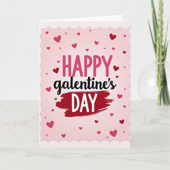 Happy Hearts Scalloped Galentines Card (Front)
