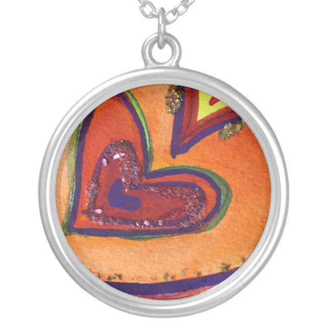 Happy Hearts Silver Necklace Charm Pendant (Front)