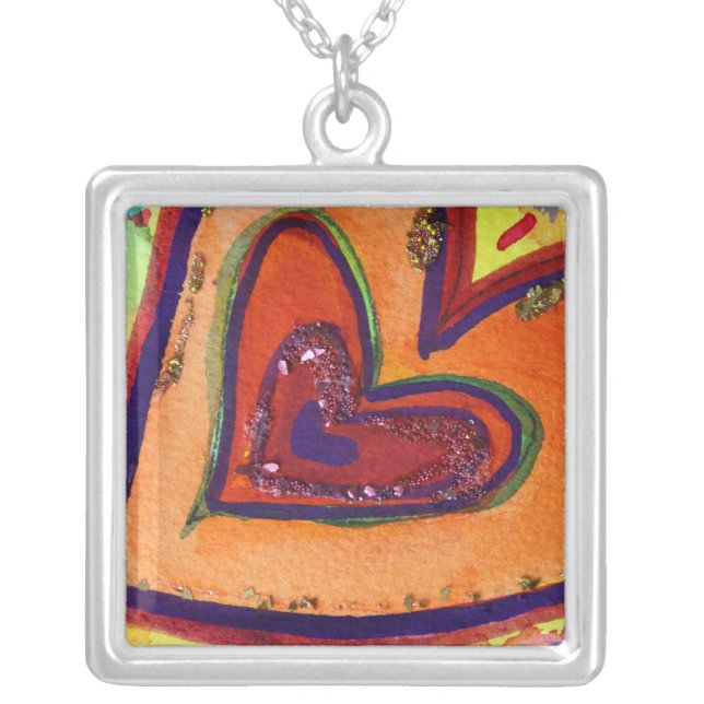 Happy Hearts Silver Necklace Jewelry Charm (Front)