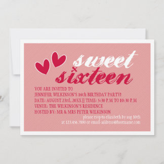 Happy Hearts Sweet Sixteen Birthday Party Invitation