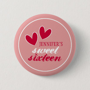 Happy Hearts Sweet Sixteen Button
