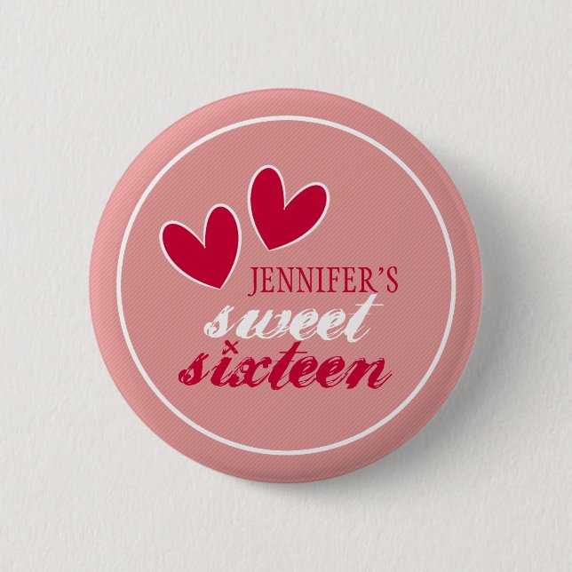 Happy Hearts Sweet Sixteen Button (Front)