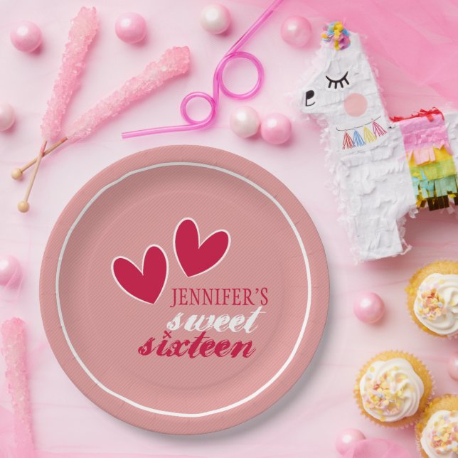 Happy Hearts Sweet Sixteen Paper Plates (Party)