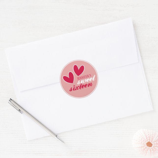 Happy Hearts Sweet Sixteen Sticker (Envelope)