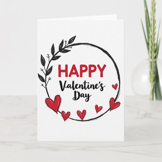 Happy Hearts Valentine Day Card (Front)