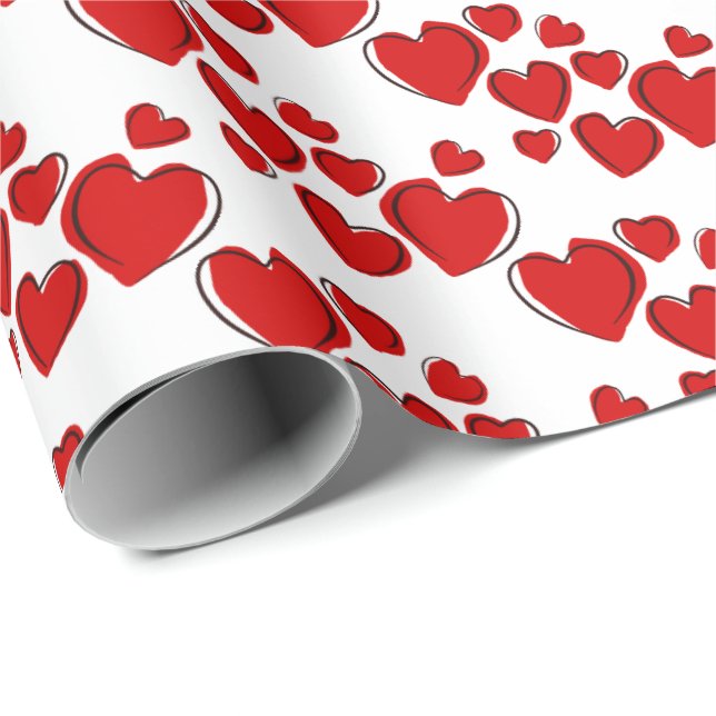 Happy Hearts Valentine's Day Wrapping Paper (Roll Corner)
