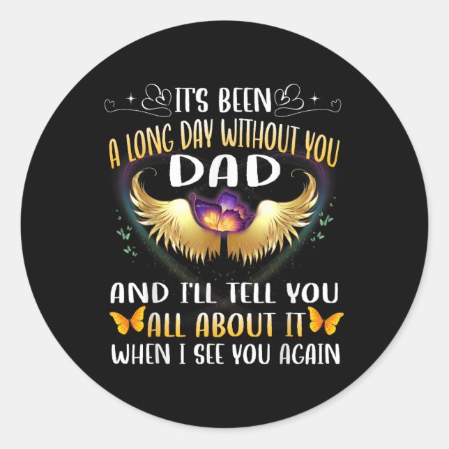 Happy Heavenly Birthday Father In Heaven Memorial  Classic Round Sticker (Front)