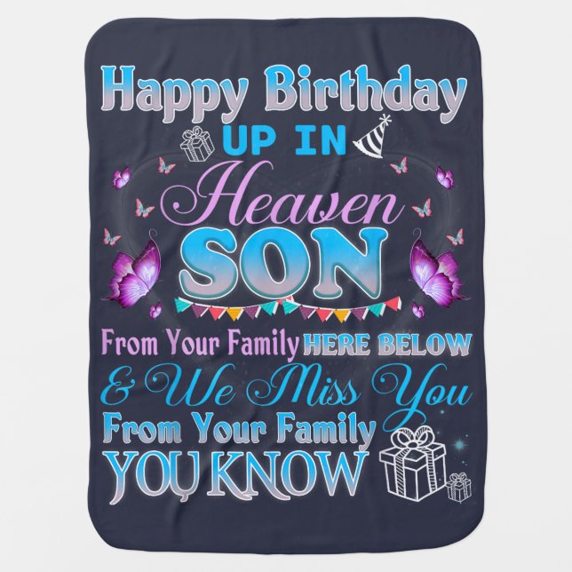 Happy Heavenly Birthday My Son Baby Blanket (Front)