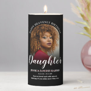 Happy Heavenly Birthday   Photo Memorial Pillar Ca Candle