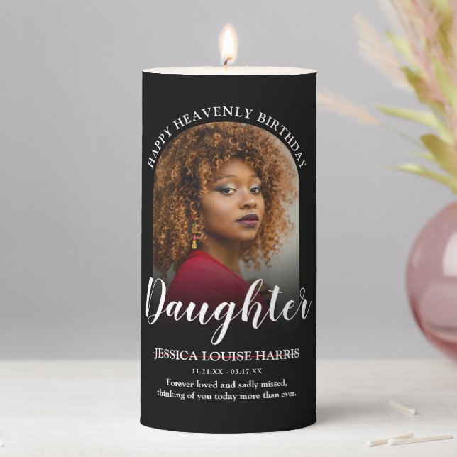 Happy Heavenly Birthday | Photo Memorial Pillar Ca Candle (In Situ)