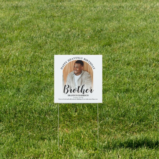 Happy Heavenly Birthday | Photo Memorial Sign (Insitu)