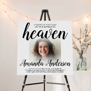 Happy Heavenly Birthday Photo Memorial Sign